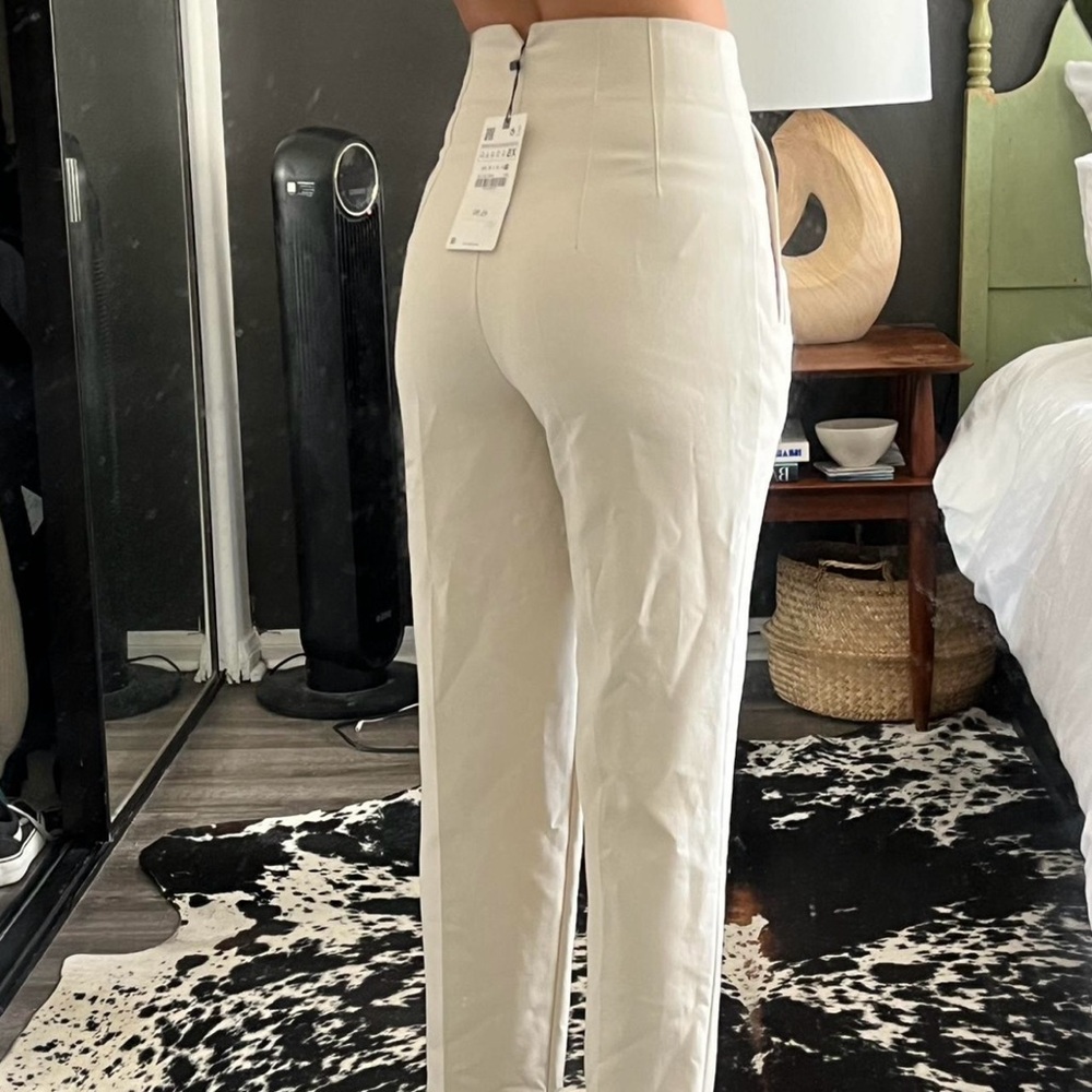 Zara Cream High-Waisted Trousers